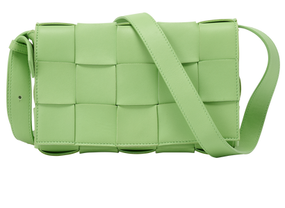 Cassette Intrecciato Crossbody, &pound;850, Handbags, Green, Leather, Front view